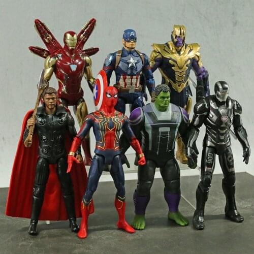 Marvel Avengers Endgame Iron Man Captain America Spiderman Hulk Thor Thanos War Machine Action Figure Toy 7" 18cm