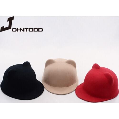 The latest fashion parent-child bowler hat hat felt hat Fedora hat girl girl child pure cat ear formal hat Mickey Cartoon cap