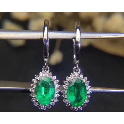 Emerald earring Free shipping Natural real emerald 925 sterling silver Earring