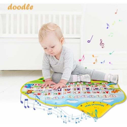 73x49cm Animal Theme Musical Mat With Russian Alphabet and Number Play Mats Early Educational Toys For Kids Children Gift