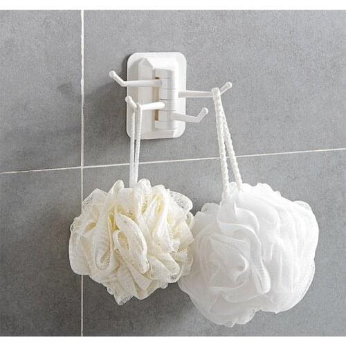 Creative Rotary 4-Hook Wall Rack Strong waterproof self-adhesive Towel ack without screw and trackless Storage Hanger Hooks