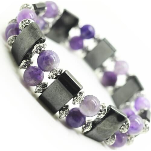 8MM Natural Real Crystal Round Beads Stretch Bracelet for health Hematite & Magnetic Care jewelry Charms Bangle Jewelry