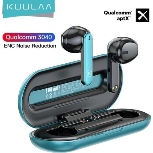 KUULAA QCC 3040 True Wireless Earphones, Bluetooth 5.2, ENC Noise Cancelling, APTX HD Stereo, Fingerprint Touch, IPX5 Waterproof