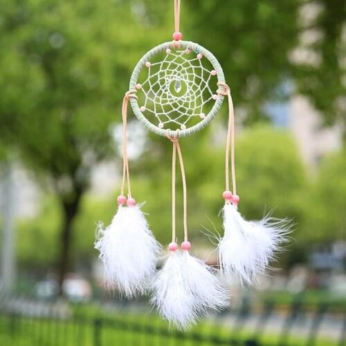 White ostrich feather dream catcher car pendant girl gift cute jewelry Room wall decoration products car accessories interior