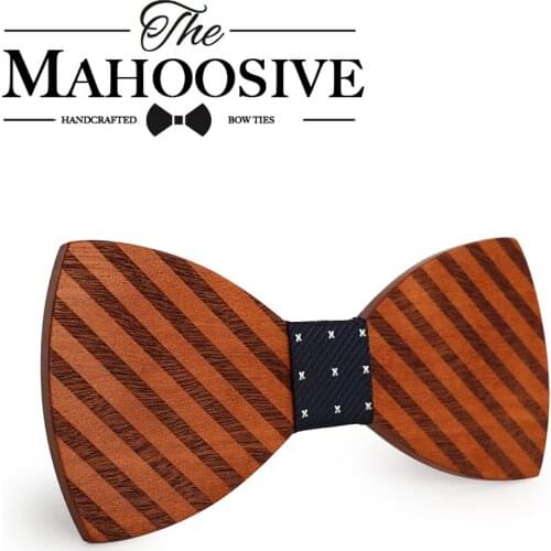 Mahoosive Gravata Plaid Wood Bow Tie For Man Wedding Butterfly Design Necktie Cheery Wooden Bow Ties