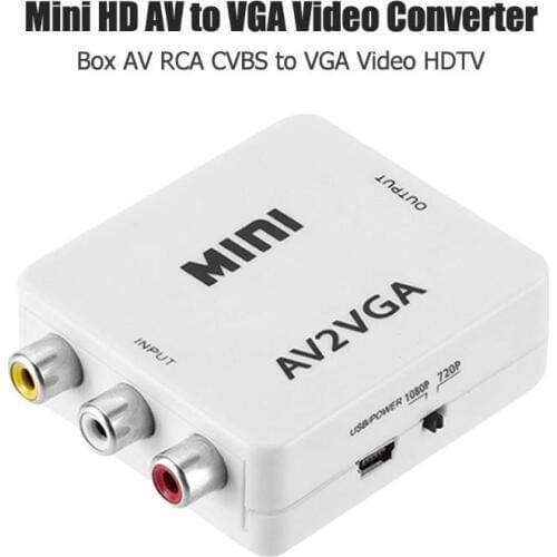 Mini HD AV2VGA Video Converter Box AV RCA CVBS to VGA Video HDTV Adapter for Set Top Box