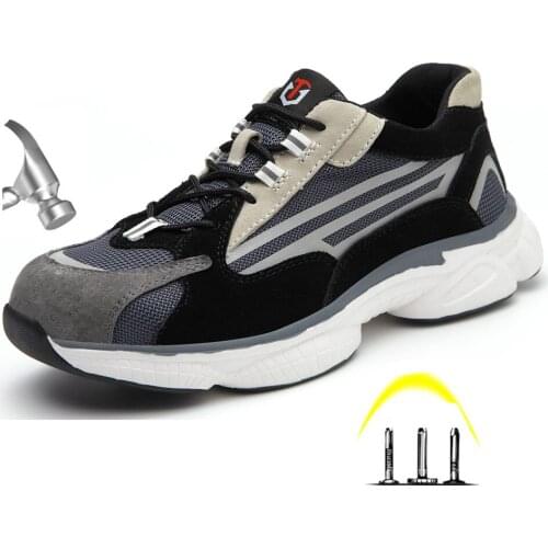 Fashion Work Boots Mens Steel Toe Anti Smashing Protective Work Safety Shoes Men Puncture Proof Indestructible Shoes