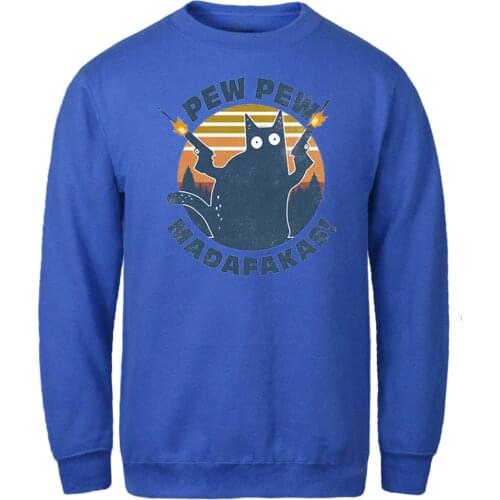 Mens Sweatshirt Pew Madafaka Cat Hip Hop Male Hoodie Vintage Standard Outwear Mans Clothing Comfortable Retro Moletom Masculino