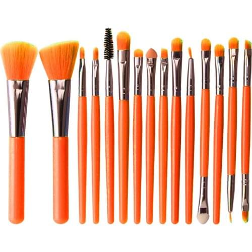 15pcs Professional Makeup Brush Set Daily Soft Fiber Fluorescence Cosmetic Tool Gift Reusable Portable Universal Home Travel