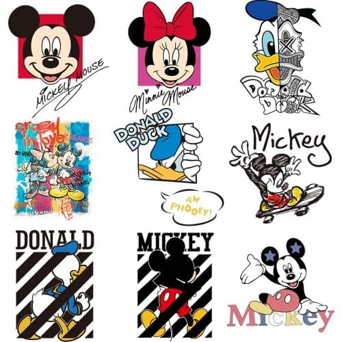 Mickey Mouse Patches for Clothing Heat Transfer Stickers for T-Shirt Iron on Patches for Clothes for Boys Girls Kawaii Custom