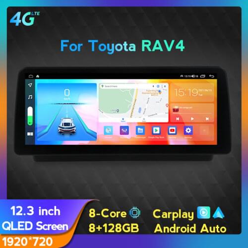NEW!12.3" 6G 128G 8core DSP Car multimedia gps player For Toyota RAV 4 2020 2021 carplay+Auto 4G LTE 1920*720 QLED screen