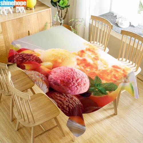 New Arrival Custom Ice Cream Table Cloth Waterproof Oxford Fabric Rectangular Tablecloth Home Party Tablecloth