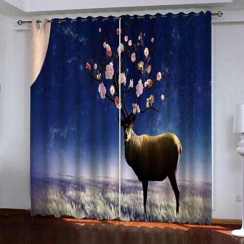 Blue curtains Customized size Luxury Blackout 3D Window Curtains For Living Room blackout curtains