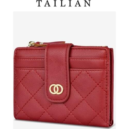 TAILIAN 2021 New Leather Wallet Womens Short Zipper Two Fold Wallet Fashion Korean Fashion Wallet