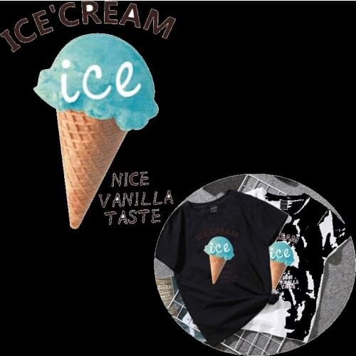 Iron on Cartoon Ice Cream Patches for Clothing DIY T-shirt Dresses Applique Heat Transfer Vinyl Stickers Thermal Press Sticker