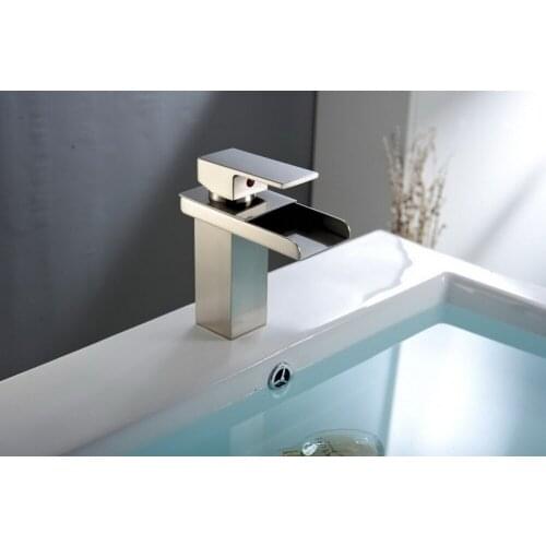 Vidric Nickel Brushed faucets hot and cold water basin mixer taps bathroom waterfall deck mounted faucet single handle faucets