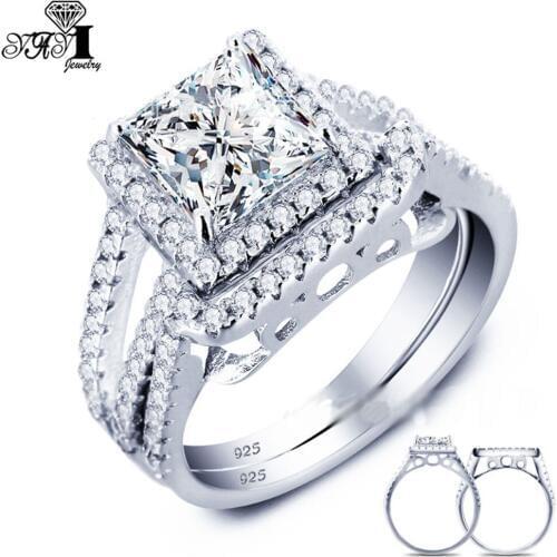 YaYI Fashion Women Jewelry Couple Ring 2CT White CZ Silver Color Engagement Rings wedding Rings Party Ring Gift