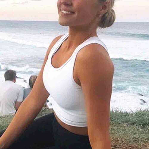 Grils Summer Crop Tops Women Summer Sexy Crop Tops Tank Tops Fashion Sleeveless Solid Color U Collar Fitness Sport Camisole