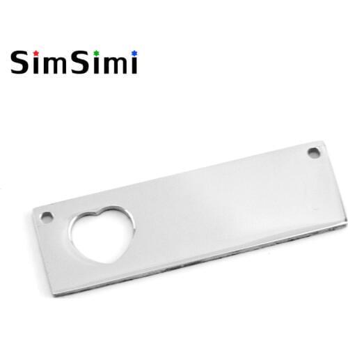 Simsimi Women Choker Heart in Rectangle Rolo necklace Stainless steel Mirror polish pendant High quality wholesale 50pcs