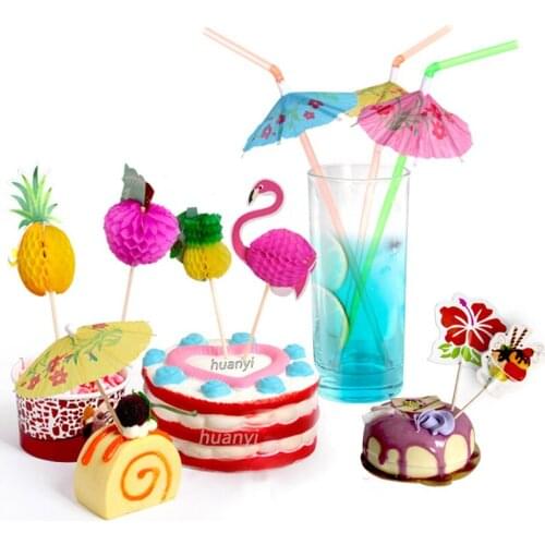 50/24/10Pcs Umbrella Cocktail Drinking Disposable Straw Retro Hawaii Party Juice Parasols Straw for Bar Summer Home Bar Decor