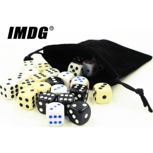 24Pcs/pack High Quality Boutique Dice #16 KTV Bar Acrylic Black White Round Corner Gambling Casino Dice