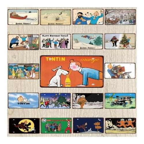 30X15CM Love Tintin Cartoon Funny Comic Vintage Metal Sign Plaque For Wall Art Kids Room Shop Cinema Home Craft Decor DC-1278A