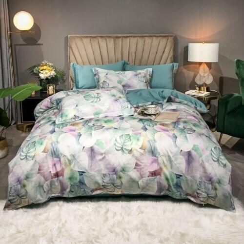 60S Cotton Flowers 9 Colors Designs Digital Printing Duvet Cover Bed Linen Fitted Sheet Pillowcases Bedclothes Queen King Size