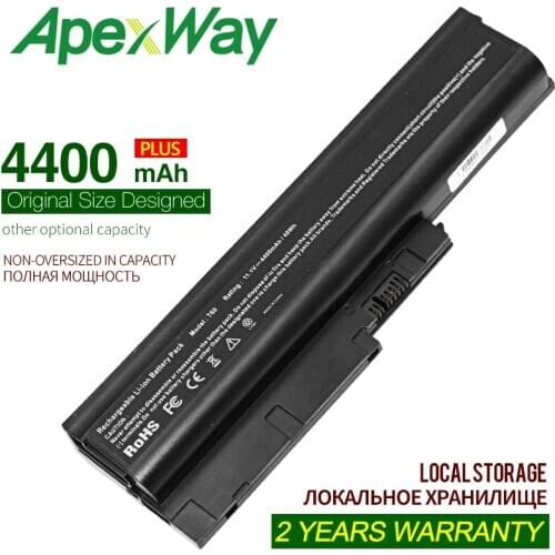 ApexWay 11.1V 4400mAh battery for lenovo t60 ThinkPad R60 0656 R60 0657 R60 0658 T60 1953 1954 T61 6458 For Lenovo R500