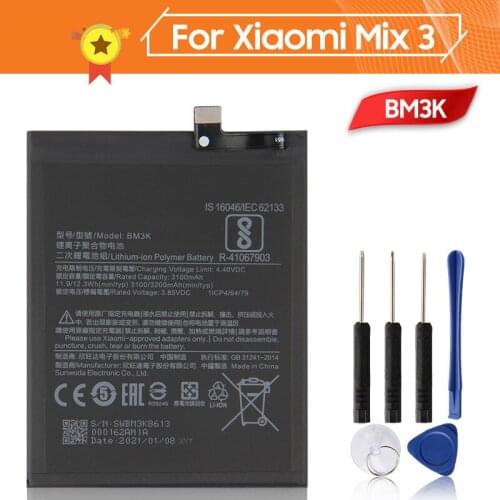 100% Original Xiao Mi Xiaomi BM3K Phone Battery for Xiao Mi Mix3 Mix 3 3200mAh Original Replacement Battery + Tool