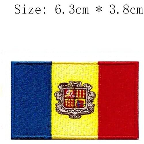 Andorra embroidery flag patch Andorra La Vell emblem shipping for Motorcycle Jacket coat Wholesale iron on sew right chest