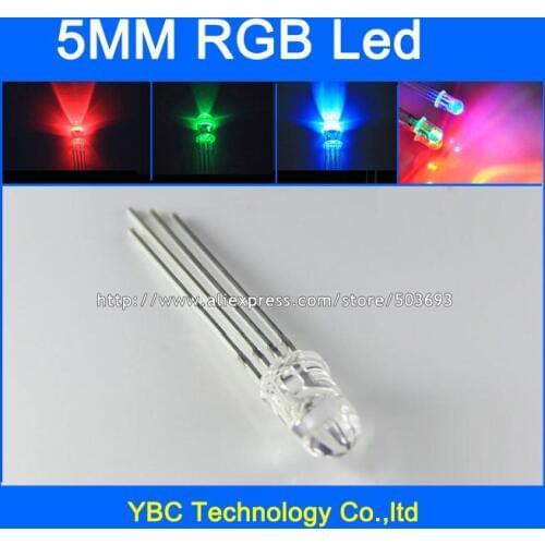Free Shipping 500pcs/lot 5mm RGB LED Common Anode/Common Cathode 4Pin F5 Red/Green/Blue Round Water Clear Diodes