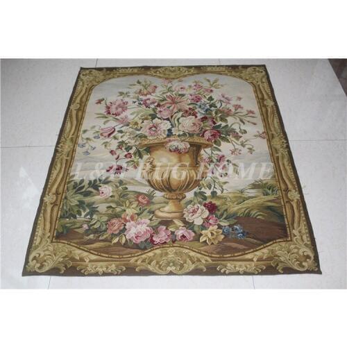 Free Shipping 3.85'x4.4' Handmade wool aubusson tapestry gobelin carpet, wall hanging tapestry wool tapestry paintings