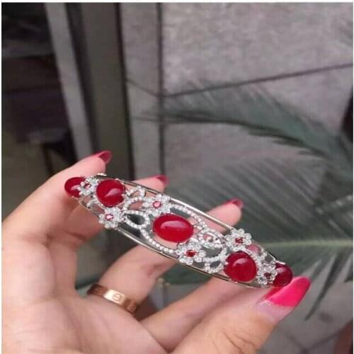 Free Shipping Natural and real Carnelian bangle Carnelian Bracelets 925 sterling silver Fine jewelry gems 8*10mm 5pcs