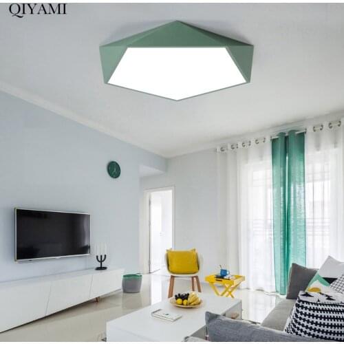 Colorful Polygon Arylic LED Ceiling Lights For Bed Room ith remote control lamparas de techo