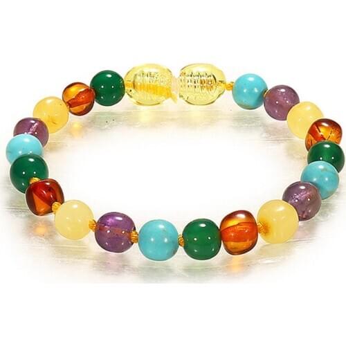 Kids Colorful Natural Amber Stone Beaded Bracelet Necklace Handmade Jewelry Gift Bracelet Necklace Handmade Jewelry Gift Necklac