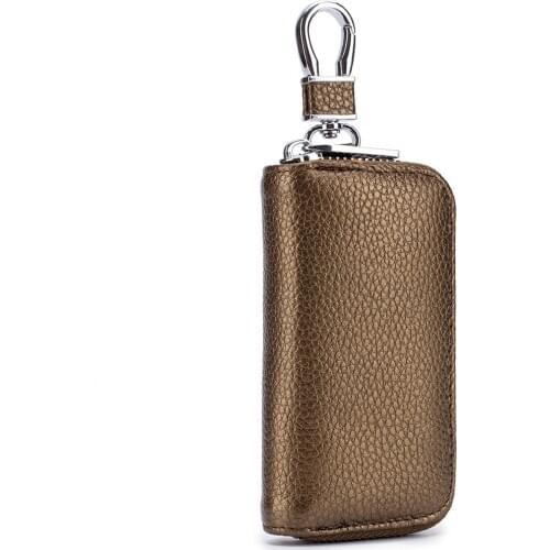 Designer Car Key Wallet Genuine Leather Men Housekeeper Women Key Case Card Bag 6 Key Rings Cow Keychain Organizer Pouch MF-937