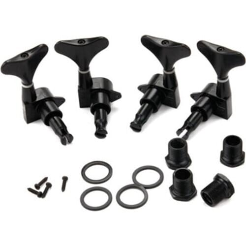 4 Pcs Guitar Tuning Pegs 2R&2L Tuners Machine Heads with Ferrules for String Bass Accessories Black
