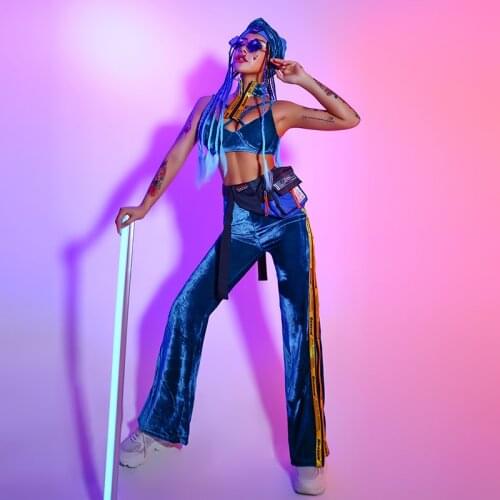 Gogo Dancer Costume Women Jazz Dance Outfit Cheerleader Uniform Rave Pole Dance Set Festival Clothing Nightclub Costume DL8033