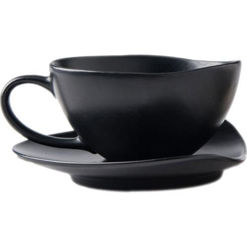 Creative Tea Cup Set Japan Coffee Ceramic Vintage Retro Black Matte Crockery Espresso Cup Saucer Set Xicara Friend Gift E5BD