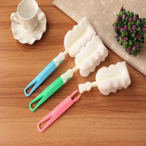 Kitchen Wash Cup Brushes Long Handle Cleaning Sponge Brush Cup Baby Milk Bottle Brush Cup Glass Cleaning Brush