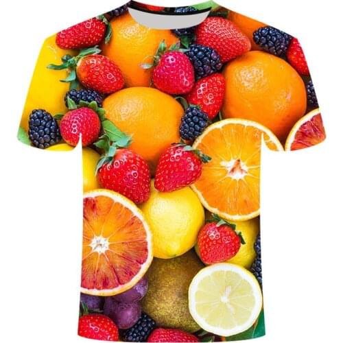 Summer new tropical fruit pattern 3D printing T-shirt mens womens casual fun fashion aesthetic T-shirt