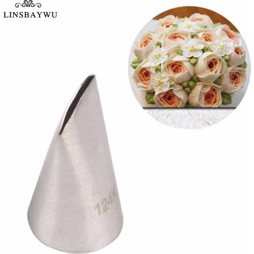 LINSBAYWU 124K# Rose Cake Cream Decorating Tip Sugar Craft Icing Piping Pastry Nozzles Rose Shape Cream Icing Piping Nozzles Hot
