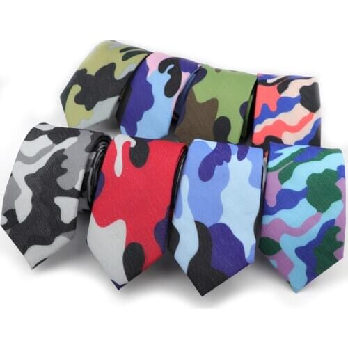 Mens Slim Tie Camouflage Patterned Ties 6cm Width Neck Ties Fashion Skinny Tie For Men Wedding Party NeckTies