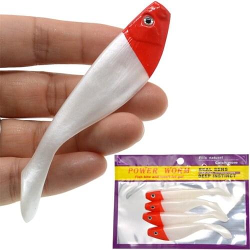 4pcs/lot Soft Lure 3D Eyes Red White T Tail 10.5cm 7.8g Wobbler Silicone Bait Sea Worm Swim bait Streamer Silicone Lure