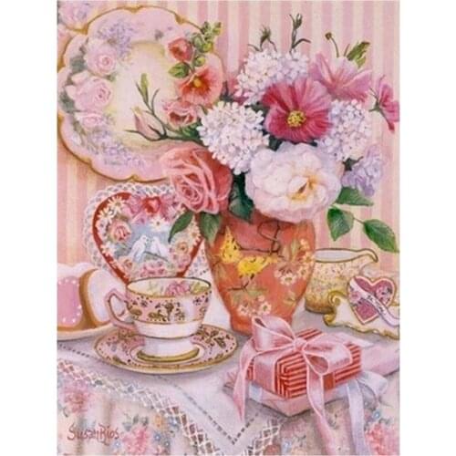 Flowers DIY Embroidery Cross Stitch 11CT Kits Craft Needlework Set Printed Canvas Cotton Thread Home Decoration New Room