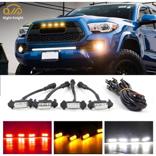 Night knight Car Grid Small Yellow Lights Grille Middle Mesh Light For 2016-2019 Toyota Tacoma TRD Off-road Daytime Running Lamp