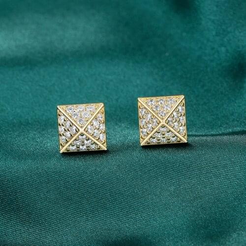 WEIMANJINGDIAN Brand New Arrival Pyramid Shape Sparkling Cubic Zirconia Zircon Stud Earrings for Women Girls Jewelry Gifts
