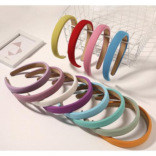 2021 Candy Color Bezel Head Hoop Sweet Padded Headband for Women Thick Sponge Non-slip Hair Hoop Hairband Cotton Headbands Korea