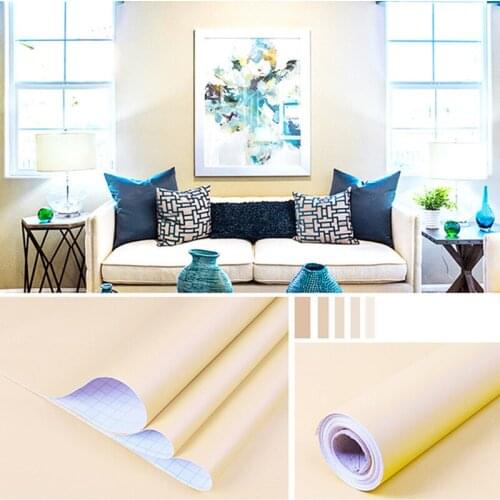 Solid Self-Adhesive PVC Wallpaper Waterproof Furniture Stickers Bedroom Living Room Kitchen Counter-Top Wall Papers 40cm 60cm
