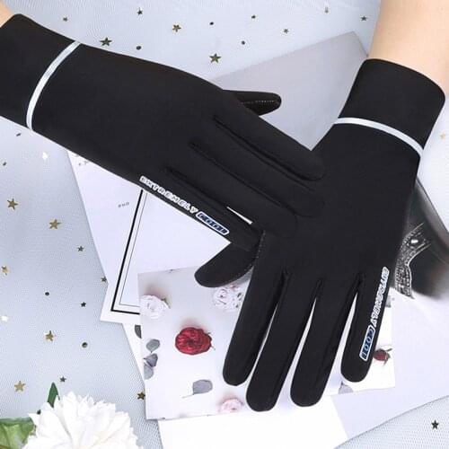 Two-Finger Summer Breathable Sunscreen Ice Silk Gloves Female Outdoor Non-Slip Touch Screen Cycling Gloves